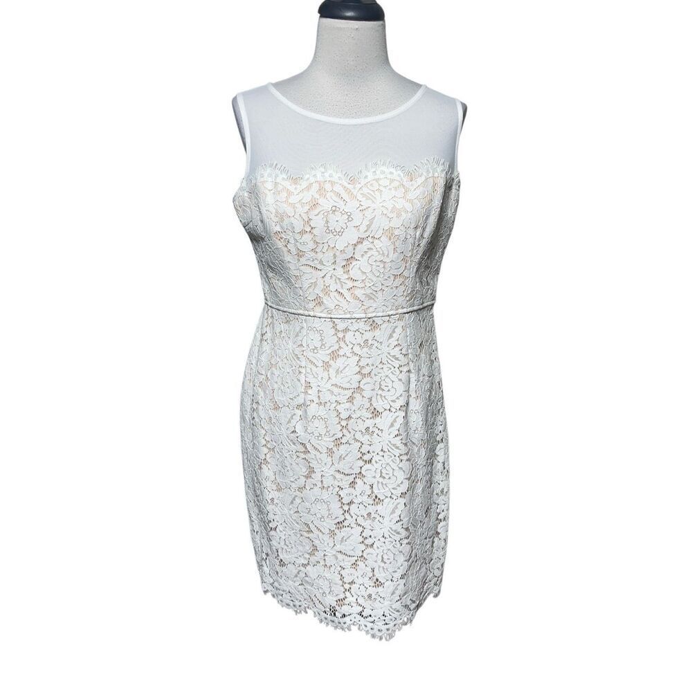 Lulus Sleeveless White Lace Empire Waist Semi Formal Dress Size Medium